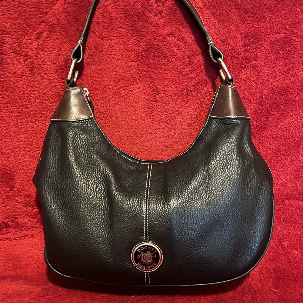 Dooney & Bourke Black and Brown Hobo Bag All Weather Leather